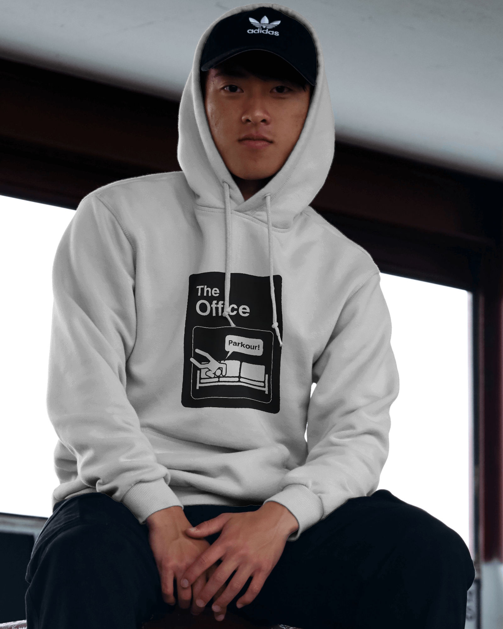THE OFFICE PARKOUR WHITE HOODIE